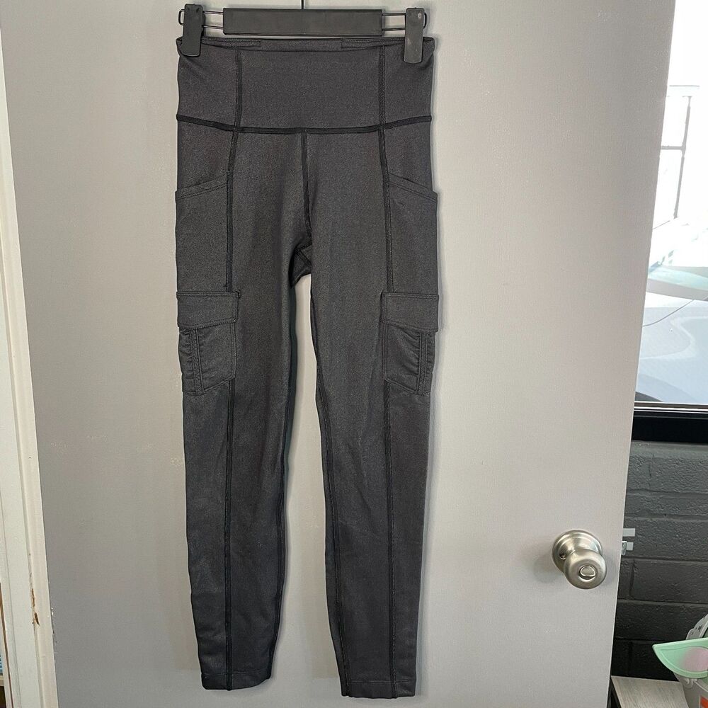 Lululemon Womens 2 Scenic Route 7/8 Leggings 25" Black Luon